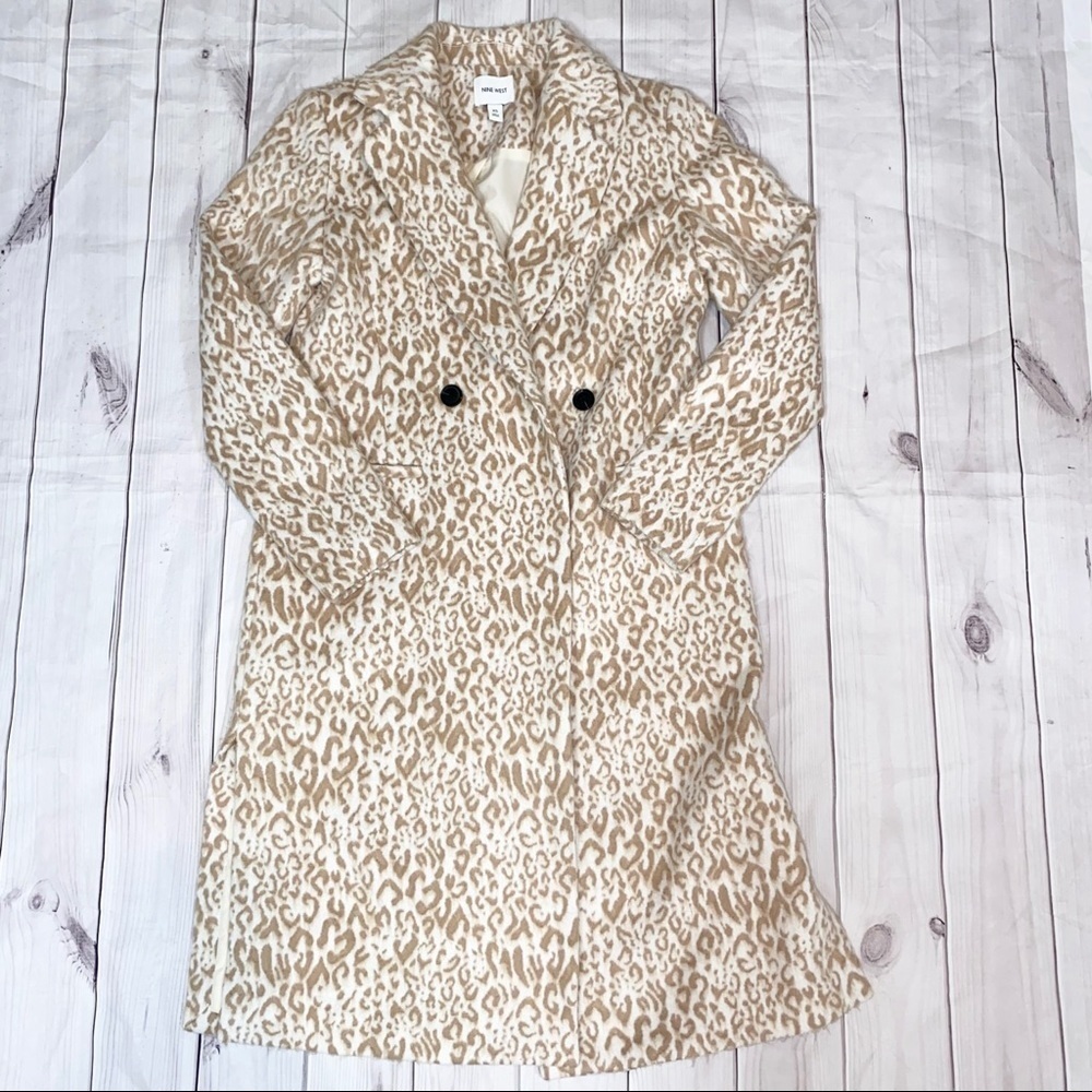 Nine West Leopard Print Trench Coat - Cream and Tan